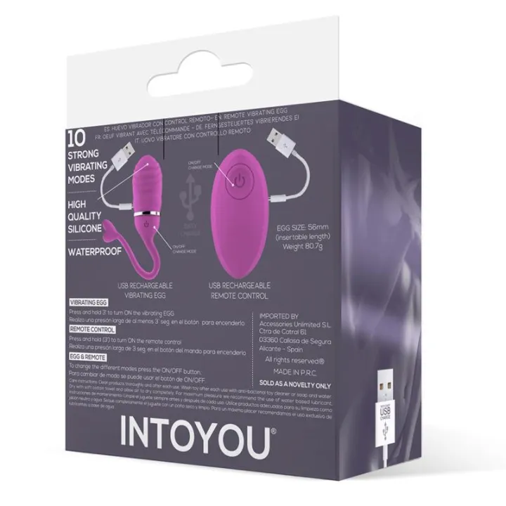 Huevo Vibrador Control Remoto Odise USB Silicona Rosa de Intoyou