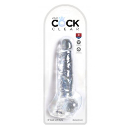 Dildo Realista con Testiculos 8 Transparente de King Cock | VibraZon