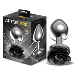 Plug Anal de Metal con Rosa Negra en la Base Talla M de Afterdark | VibraZon