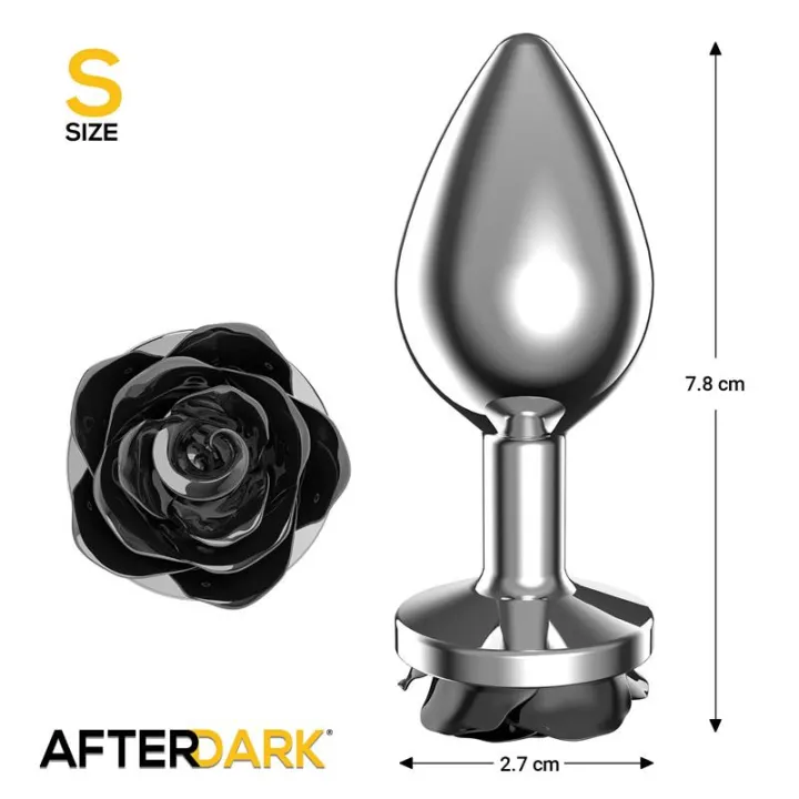 Plug Anal de Metal con Rosa Negra en la Base Talla S de Afterdark
