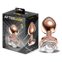 Plug Anal de Metal Oro Rosa con Rosa Blanca en la Base Talla S de Afterdark | VibraZon