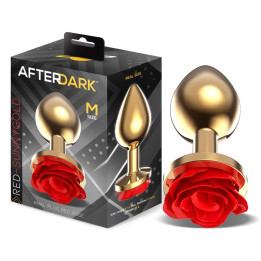 Plug Anal de Metal Dorado con Rosa Roja en la Base Talla M de Afterdark | VibraZon