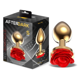 Plug Anal de Metal Dorado con Rosa Roja en la Base Talla S de Afterdark | VibraZon