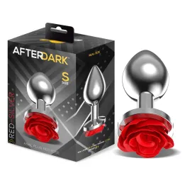 Plug Anal de Metal con Rosa Roja en la Base Talla S de Afterdark