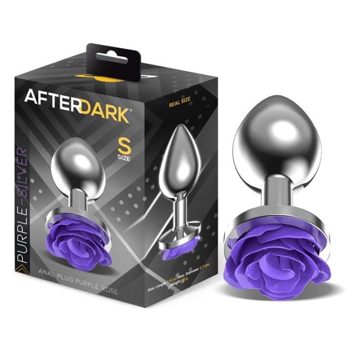 Plug Anal de Metal con Rosa Púrpura en la Base Talla S de Afterdark | VibraZon