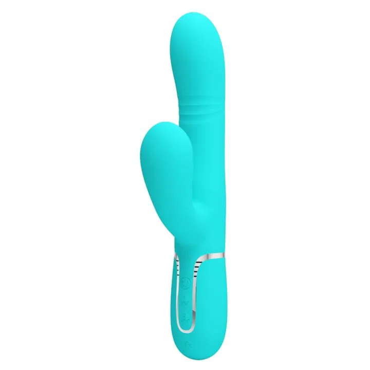 Mariana Vibrador 4 en 1 Silicona Turquesa de Prettylove