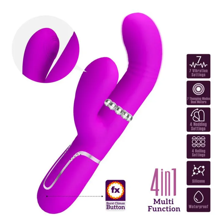 Mariana Vibrador 4en1 Silicona Fucsia de Prettylove