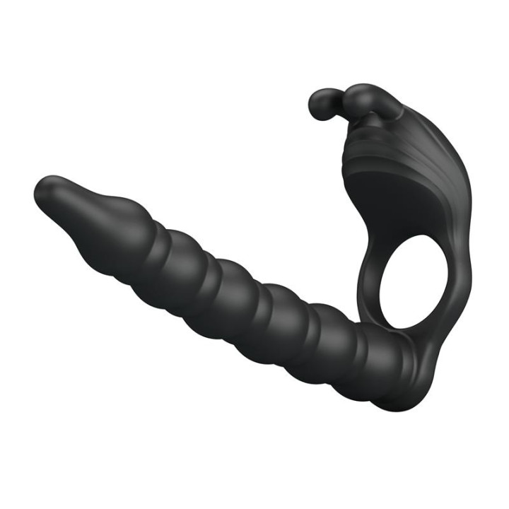 Blackney Anillo Vibrador con Plug Silicona Negro de Prettylove | VibraZon