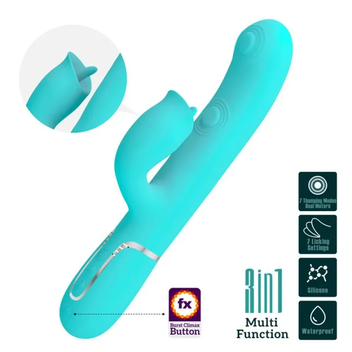Gigi Vibrador con Licking y Thumping Turquesa de Prettylove