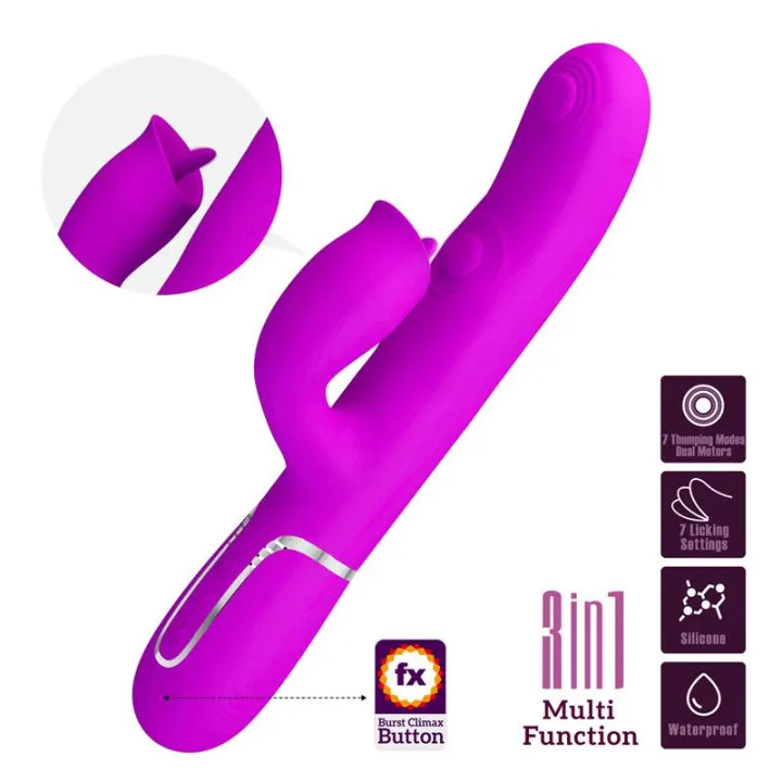 Gigi Vibrador con Licking y Thumping Fucsia de Prettylove