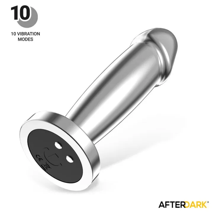 Sarmy Plug Anal Cromado con Vibración USB Magnético Talla S de Afterdark