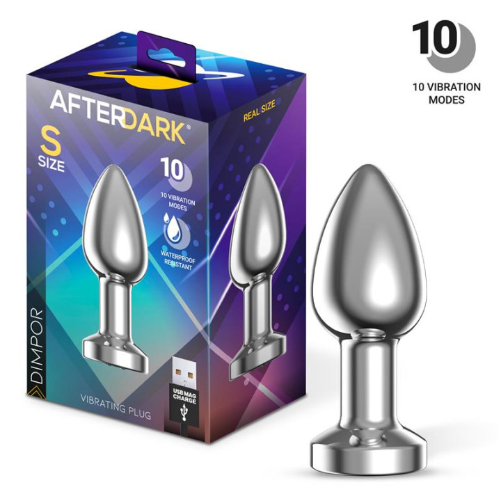 Dimpor Plug Anal Cromado con Vibración USB Magnético Talla S de Afterdark | VibraZon