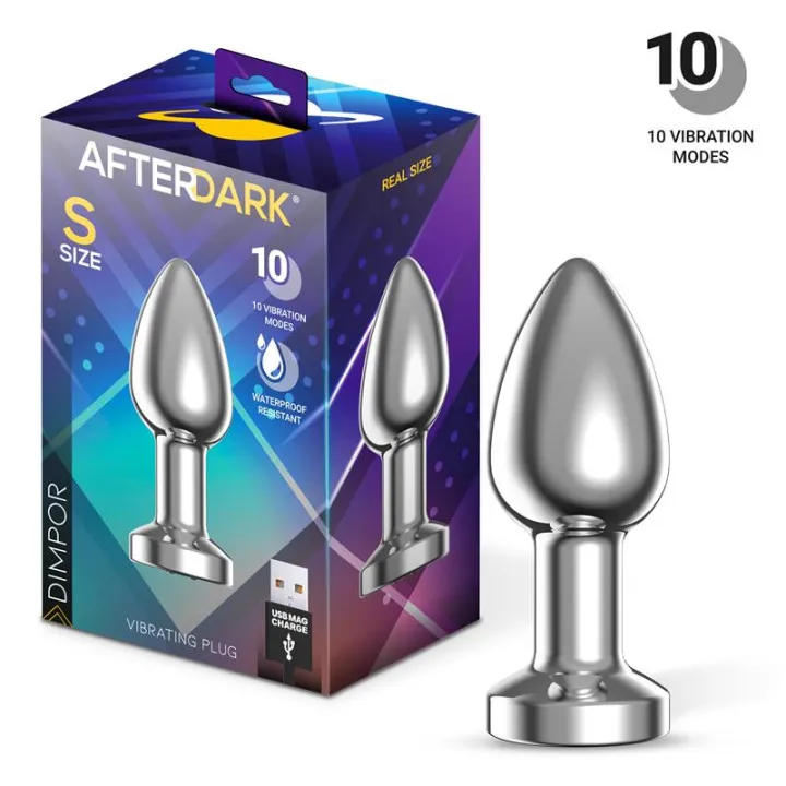 Dimpor Plug Anal Cromado con Vibración USB Magnético Talla S de Afterdark