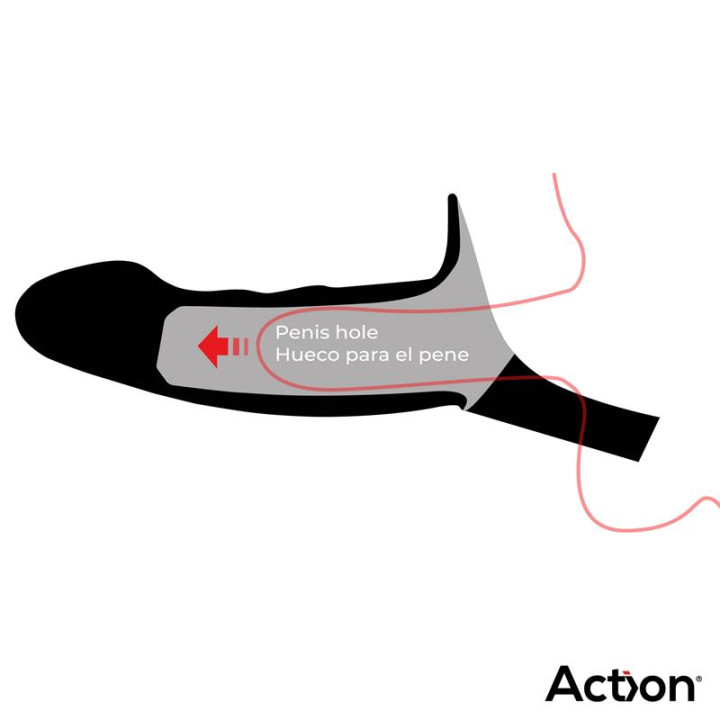 Arnés Strap-On con Dildo Hueco Silicona Premium Talla S de Action | VibraZon