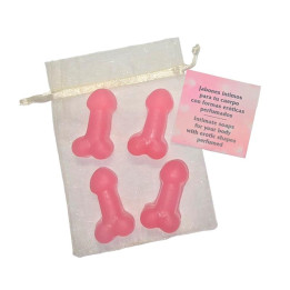 Set de 4 Mini Jabones con Forma de Pene Rosa Aromatizados de Diverty Sex | VibraZon