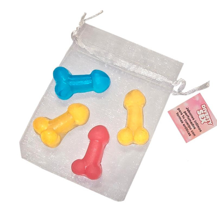 Set de 4 Mini Jabones Forma de Pene de Colores de Diverty Sex | VibraZon