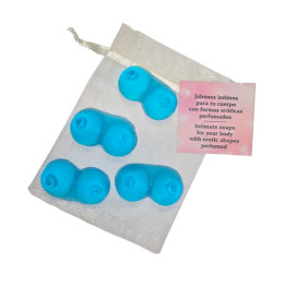 Set de 4 Mini Jabones en forma de Tetas Azules Aromatizados de Diverty Sex | VibraZon