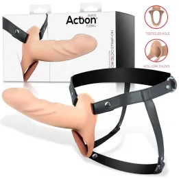 Arnés Strap-on con Dildo Hueco Silicona Premium Talla L de Action