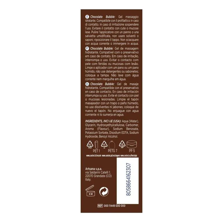 Gel de Masaje Bubble Chocolate 200 ml de Control