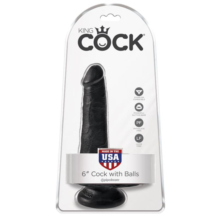 King Cock Pene con Testículos de 6 - Color Negro | VibraZon