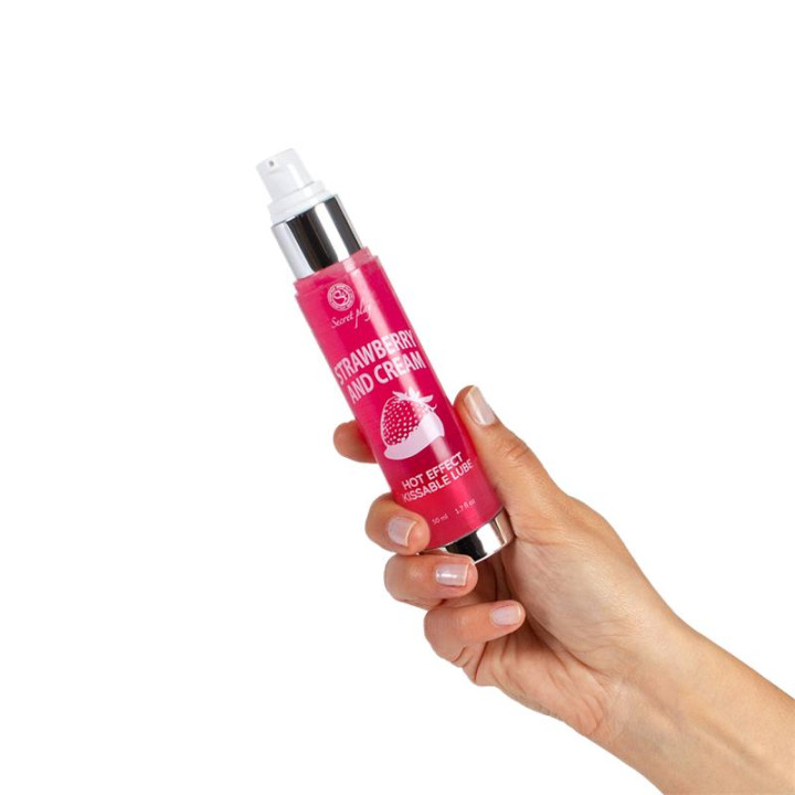 Lubricante Efecto Calor Fresas con Nata 50 ml de Secret Play | VibraZon