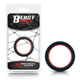 Anillo para el Pene 100% Silicona Sólida 3.6 cm Rojo y Negro de Beast Rings | VibraZon