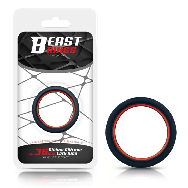 Anillo para el Pene 100% Silicona Sólida 3.6 cm Rojo y Negro de Beast Rings
