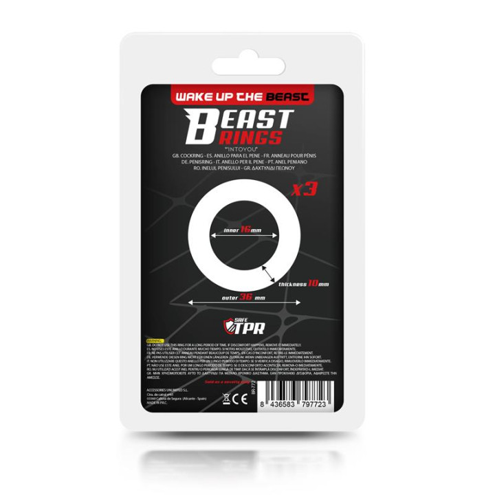 Set 3 Anillos para el Pene 3 Colores 1.6 cm de Beast Rings | VibraZon