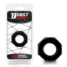 Anillo para el Pene Poligonal Súper Flexible 2.2 cm Negro de Beast Rings | VibraZon