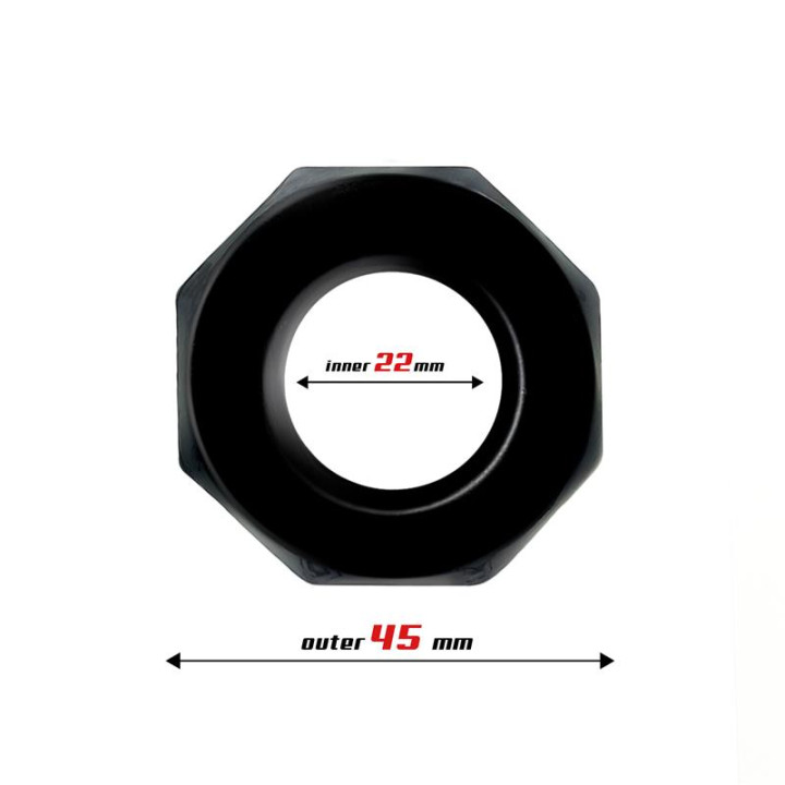 Anillo para el Pene Poligonal Súper Flexible 2.2 cm Negro de Beast Rings | VibraZon