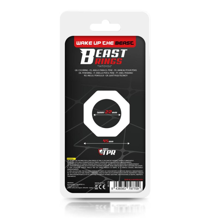 Anillo para el Pene Poligonal Súper Flexible 2.2 cm Negro de Beast Rings | VibraZon