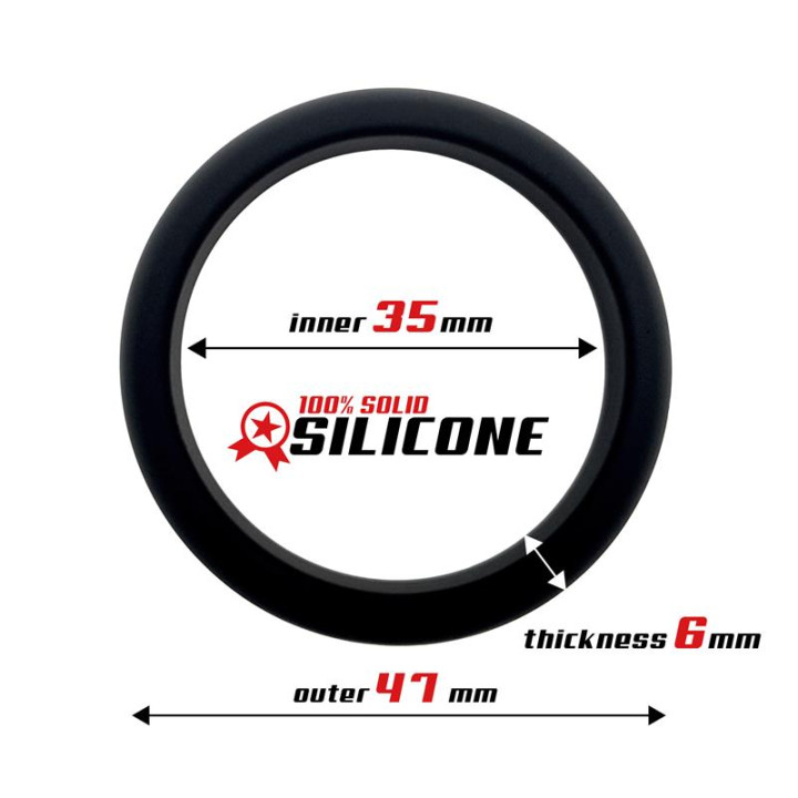 Anillo para el Pene Forma Plana Silicona Sólida 3.5 cm Negro de Beast Rings | VibraZon