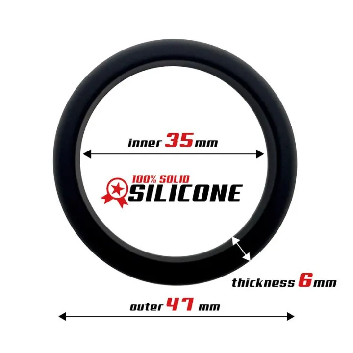 Anillo para el Pene Forma Plana Silicona Sólida 3.5 cm Negro de Beast Rings