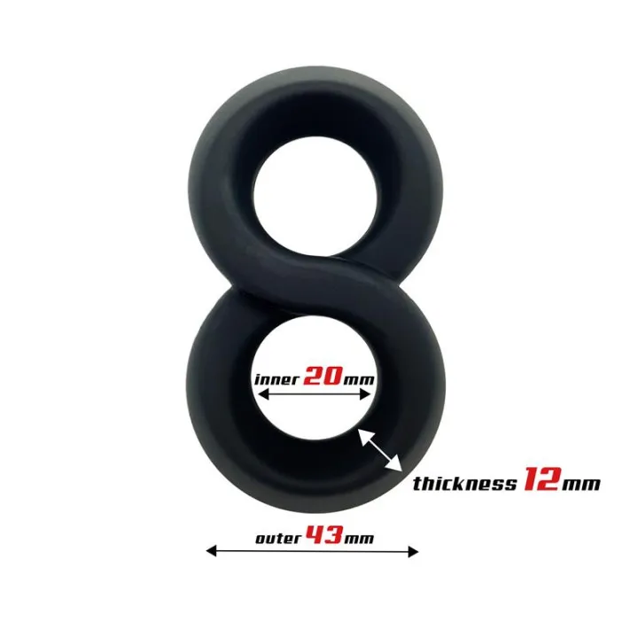 Anillo Doble para el Pene 100% Silicona Líquida 2 cm Negro de Beast Rings