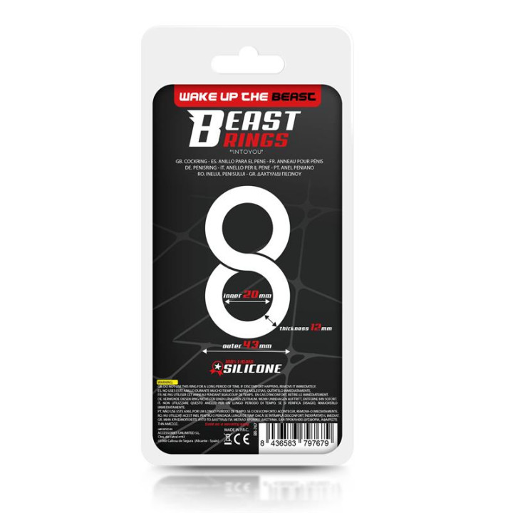 Anillo Doble para el Pene 100% Silicona Líquida 2 cm Negro de Beast Rings | VibraZon