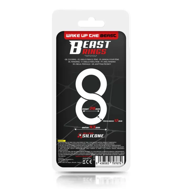 Anillo Doble para el Pene 100% Silicona Líquida 2 cm Negro de Beast Rings