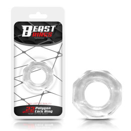 Anillo para el Pene Súper Flexible Poligonal 2.2 cm Transparente de Beast Rings | VibraZon