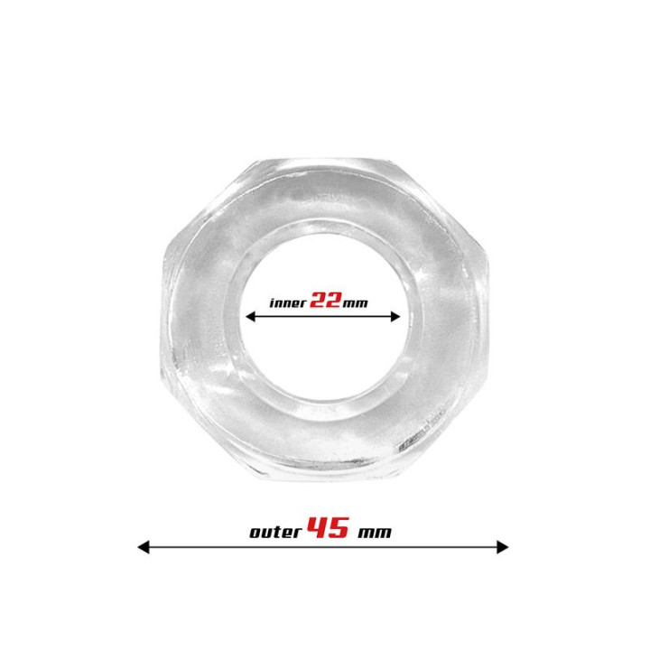 Anillo para el Pene Súper Flexible Poligonal 2.2 cm Transparente de Beast Rings | VibraZon