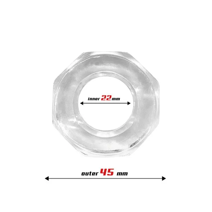 Anillo para el Pene Súper Flexible Poligonal 2.2 cm Transparente de Beast Rings