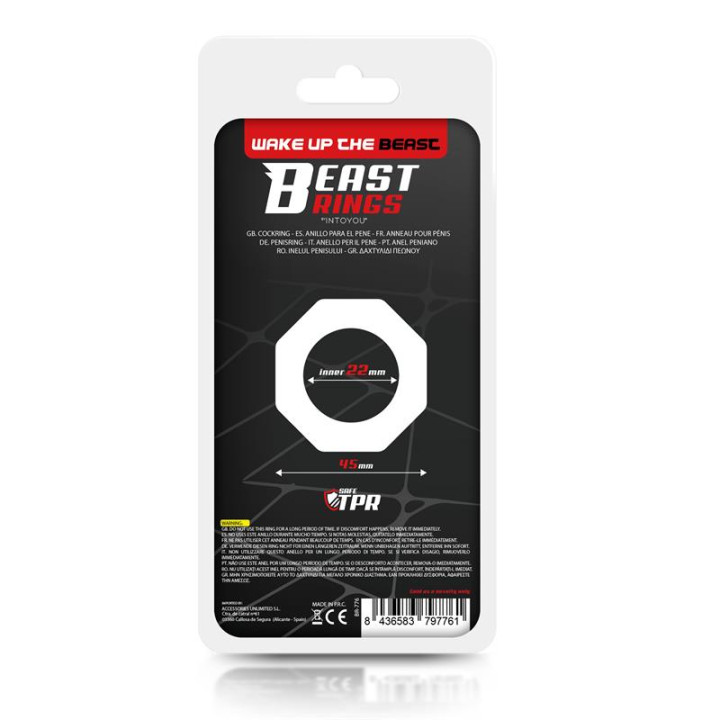 Anillo para el Pene Súper Flexible Poligonal 2.2 cm Transparente de Beast Rings | VibraZon