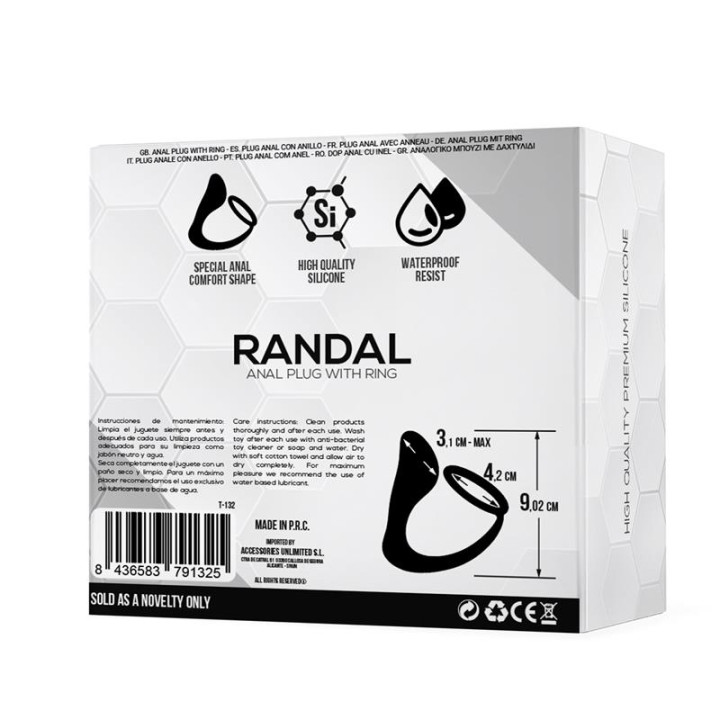Randal Plug Anal con Anillo para el Pene Silicona Negro de Tardenoche | VibraZon