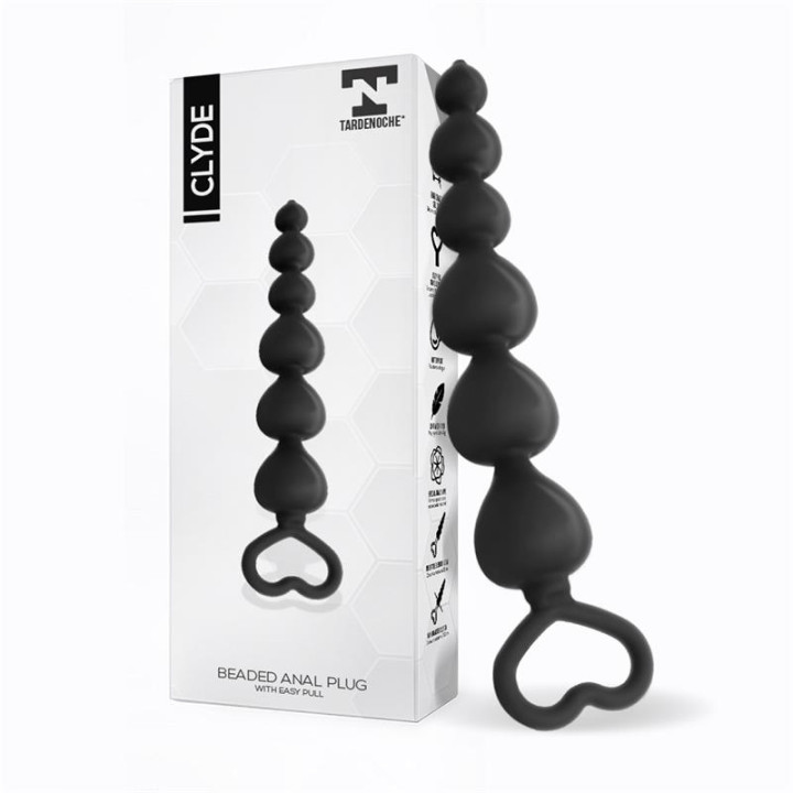 Clyde Plug Anal con Bolas con Aro de Fácil Extracción Silicona Negro de Tardenoche | VibraZon