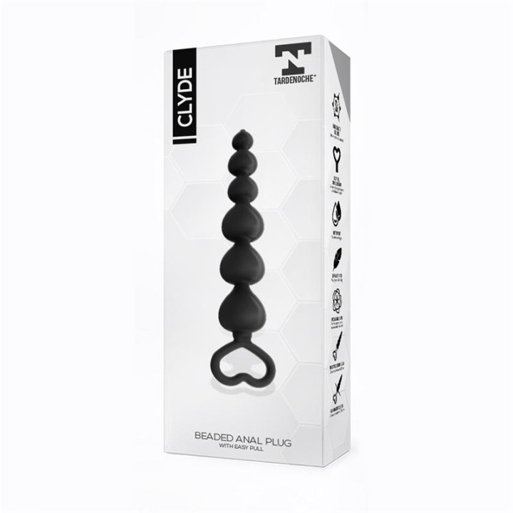 Clyde Plug Anal con Bolas con Aro de Fácil Extracción Silicona Negro de Tardenoche | VibraZon