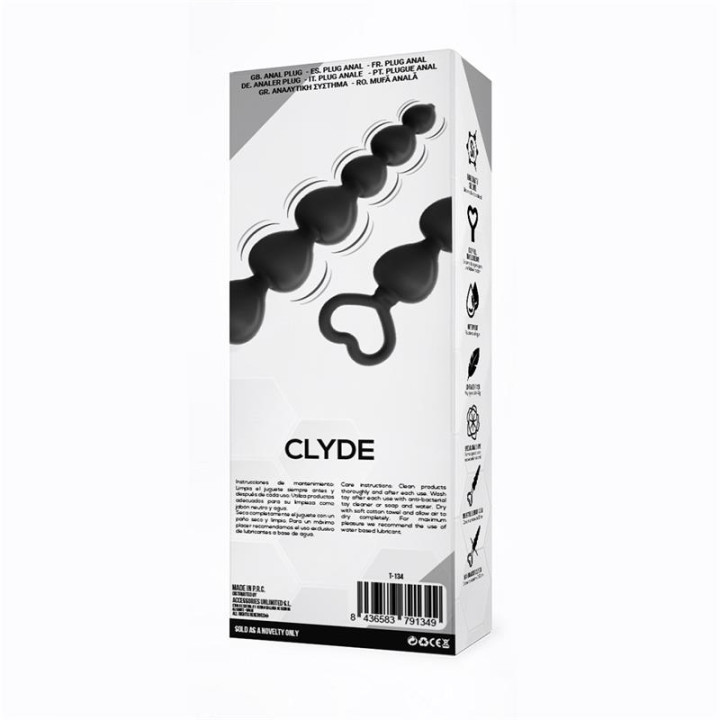 Clyde Plug Anal con Bolas con Aro de Fácil Extracción Silicona Negro de Tardenoche | VibraZon