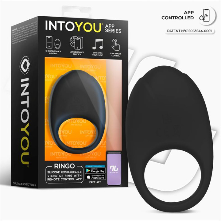 Ringo Anillo Vibrador con APP Unibody Negro de Intoyou App Series | VibraZon