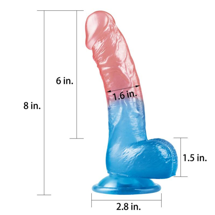 Dildo Dazzle Studs 8 Rosa y Azul de Lovetoy | VibraZon