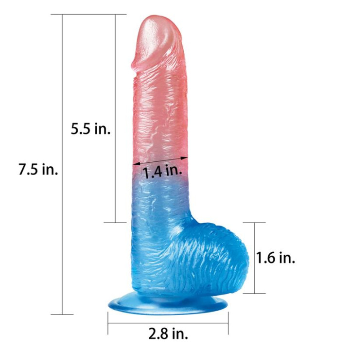 Dildo Dazzle Studs 7.5 Rosa y Azul de Lovetoy | VibraZon