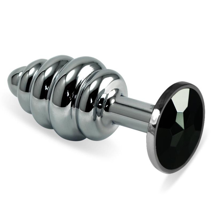 Plug Anal en Espiral Rosebud con Joya Negro de Lovetoy | VibraZon