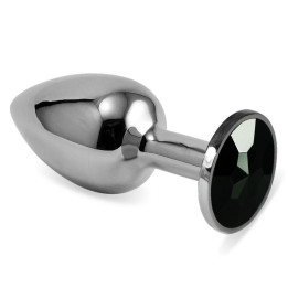 Plug Anal Plateado Rosebud Classic con Joya Negro Talla S de Lovetoy | VibraZon