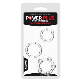Pack de 3 Anillos para el Pene Power Plus Triple Transparentes de Lovetoy | VibraZon